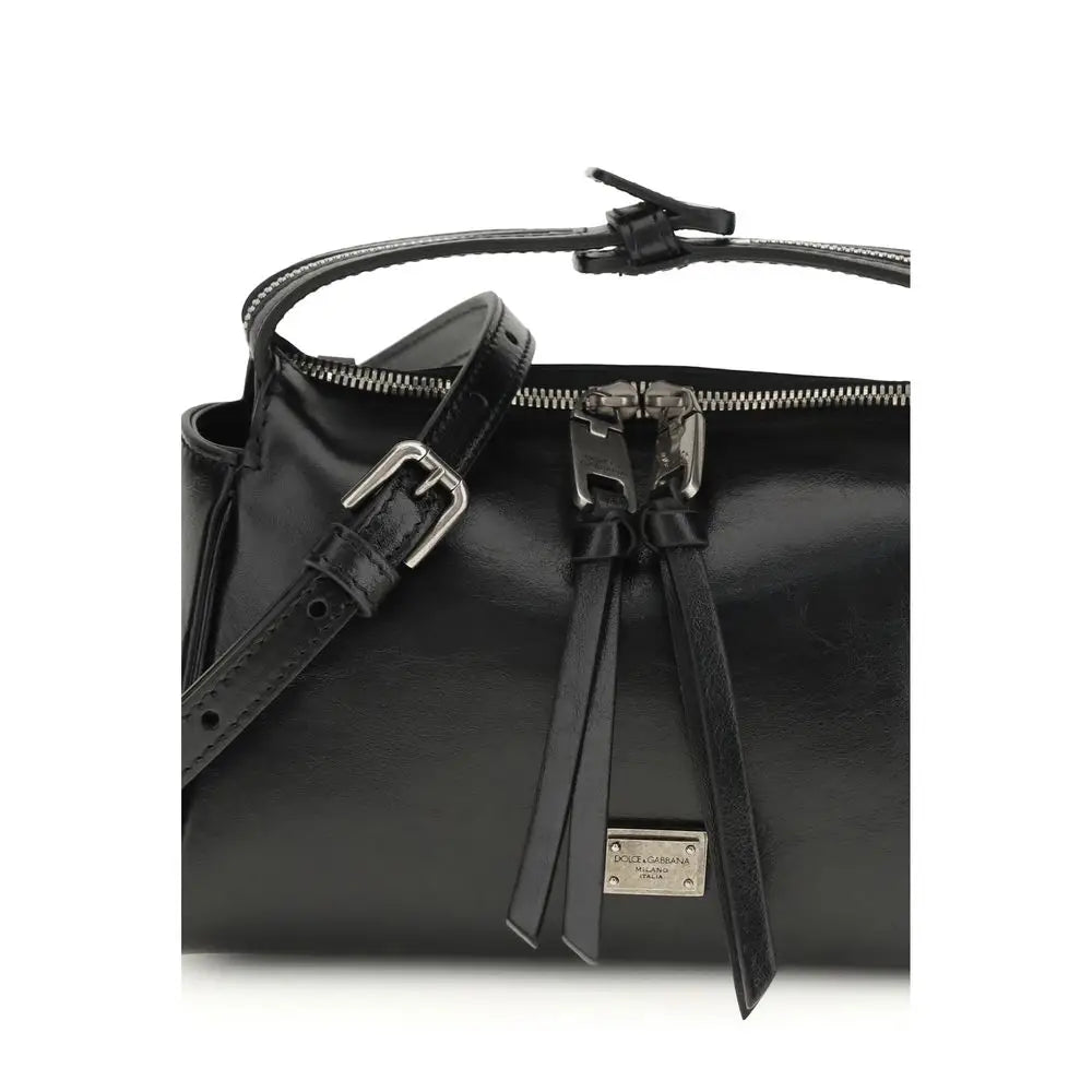 Dolce & Gabbana Schwarze Kalbsleder Bos Taurus Handtasche