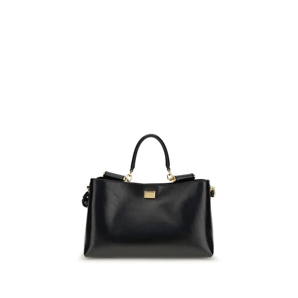 Dolce & Gabbana Schwarze Kalbsleder Bos Taurus Handtasche