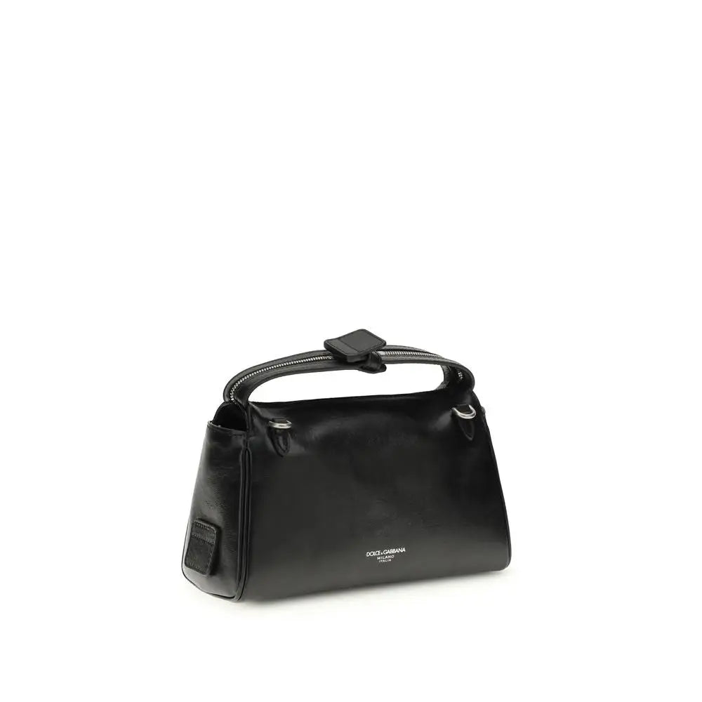 Dolce & Gabbana Schwarze Kalbsleder Bos Taurus Handtasche