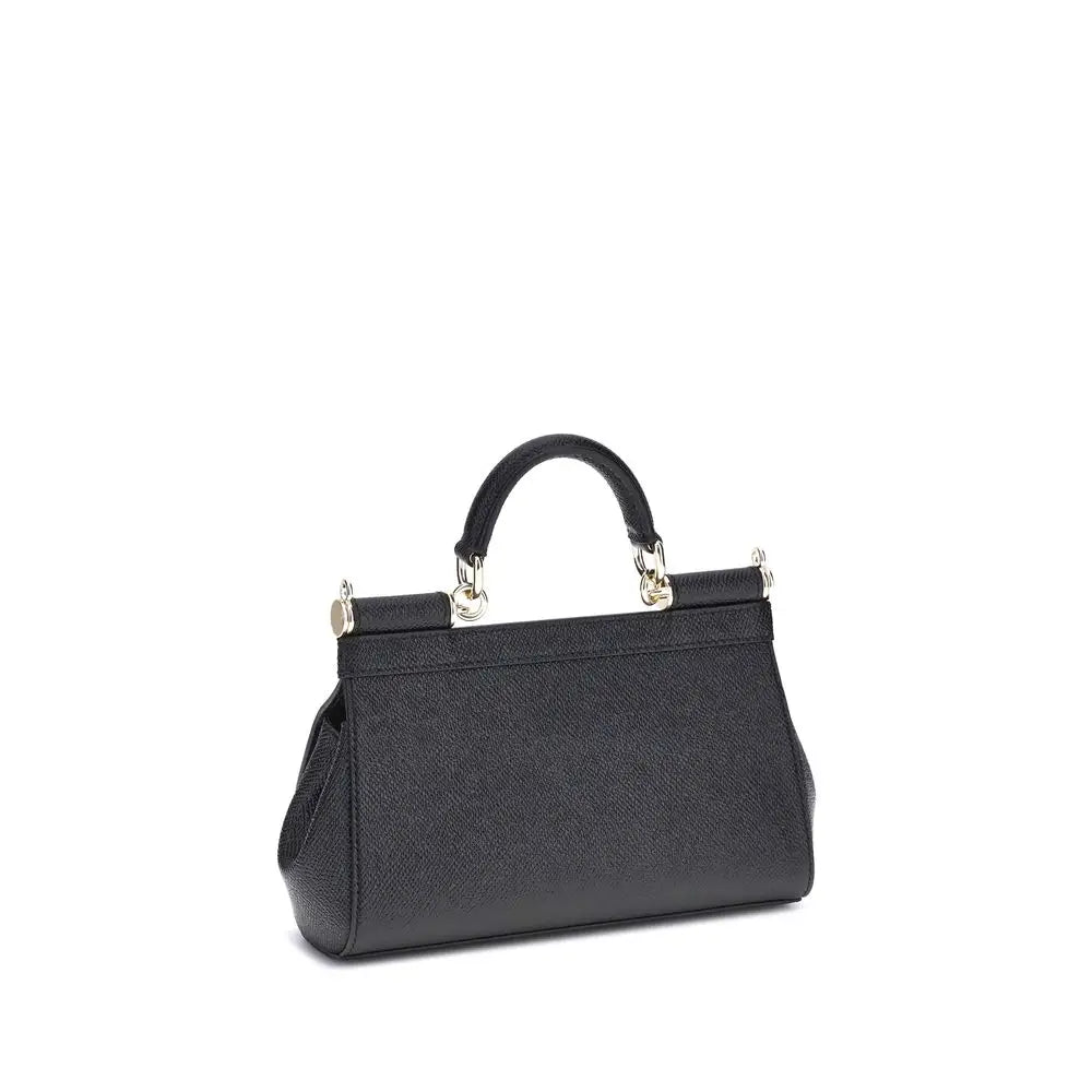 Dolce & Gabbana Schwarze Kalbsleder Bos Taurus Schultertasche