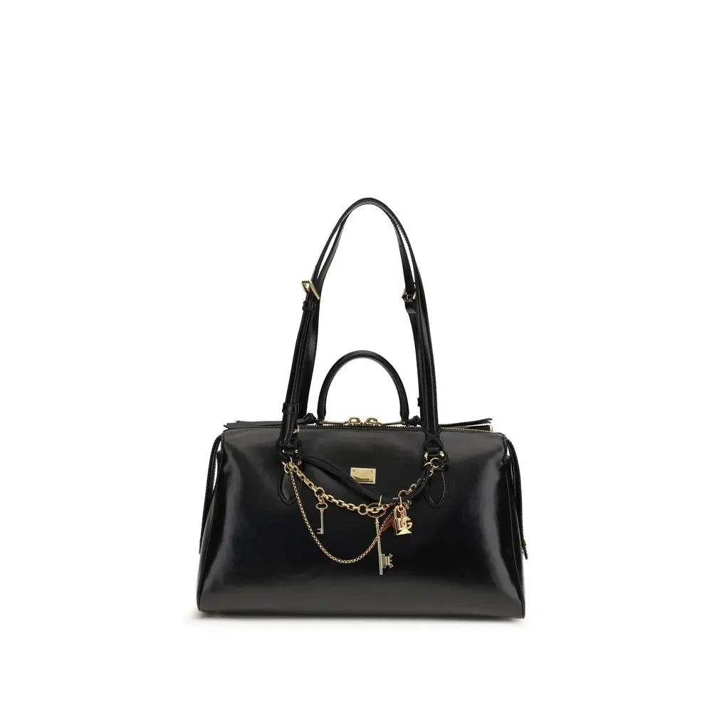 Dolce & Gabbana Schwarze Kalbsleder Bos Taurus Schultertasche