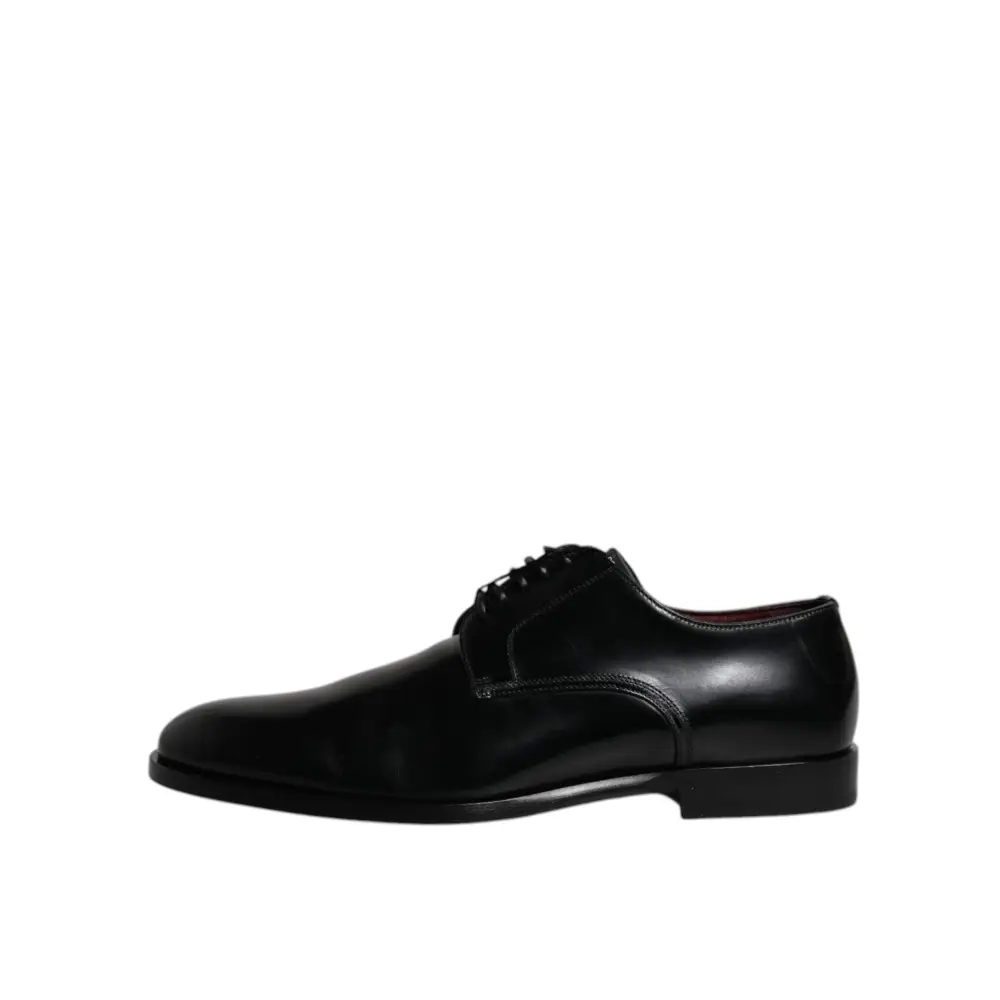 Dolce & Gabbana Schwarze Kalbsleder Derby Schnürschuhe Formal Dress Schuhe