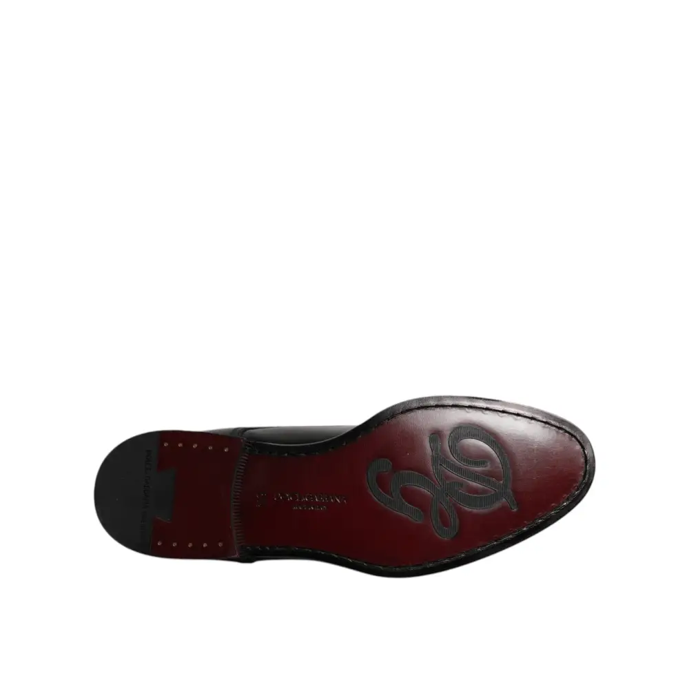 Dolce & Gabbana Schwarze Kalbsleder Derby Schnürschuhe Formal Dress Schuhe