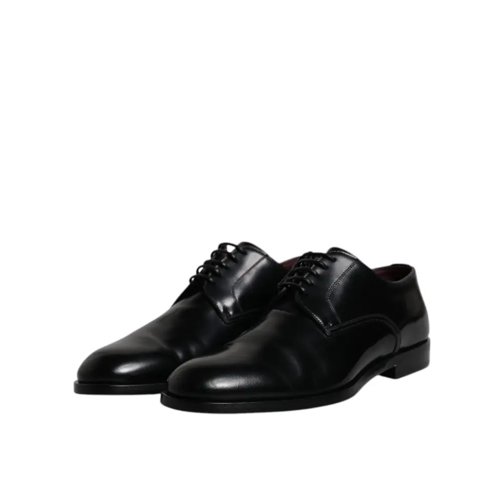 Dolce & Gabbana Schwarze Kalbsleder Derby Schnürschuhe Formal Dress Schuhe