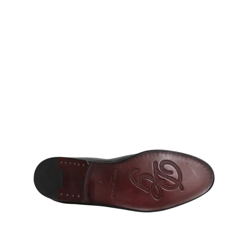 Dolce & Gabbana Schwarze Kalbsleder Slipper Schuhe - EU40/US7