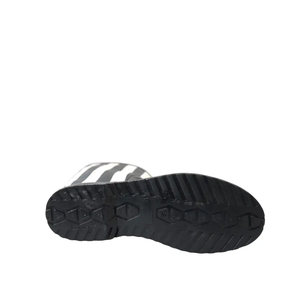 Dolce & Gabbana Schwarze kniehohe flache Gummistiefel Schuhe