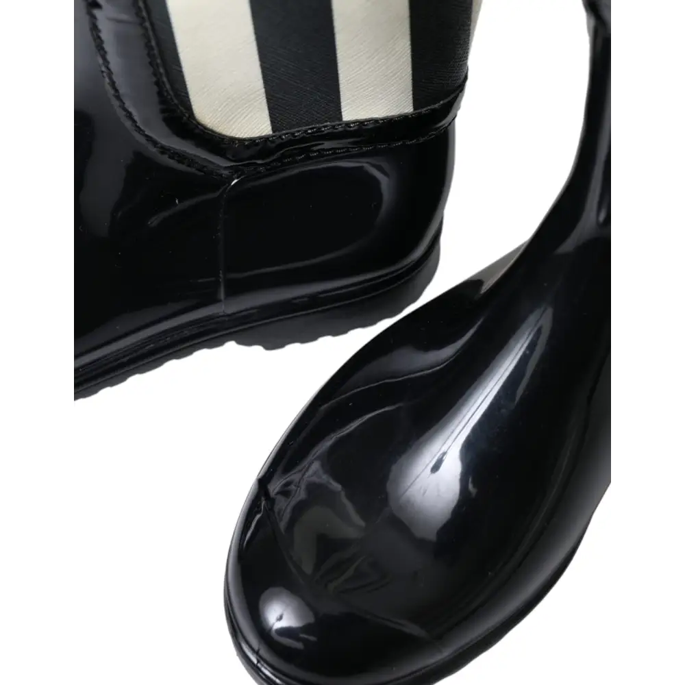 Dolce & Gabbana Schwarze kniehohe flache Gummistiefel Schuhe - EU35/US4.5