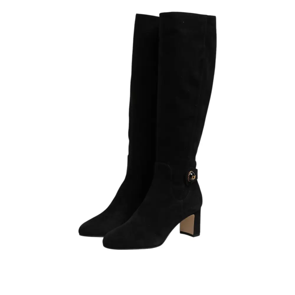 Dolce & Gabbana Schwarze kniehohe Stiefel aus Wildleder Schuhe - EU35.5/US5