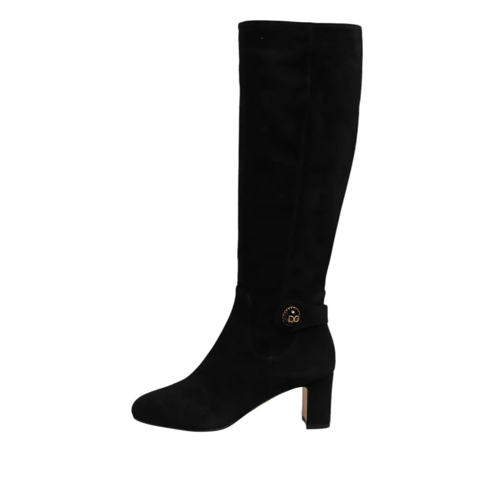 Dolce & Gabbana Schwarze kniehohe Stiefel aus Wildleder Schuhe - EU35.5/US5