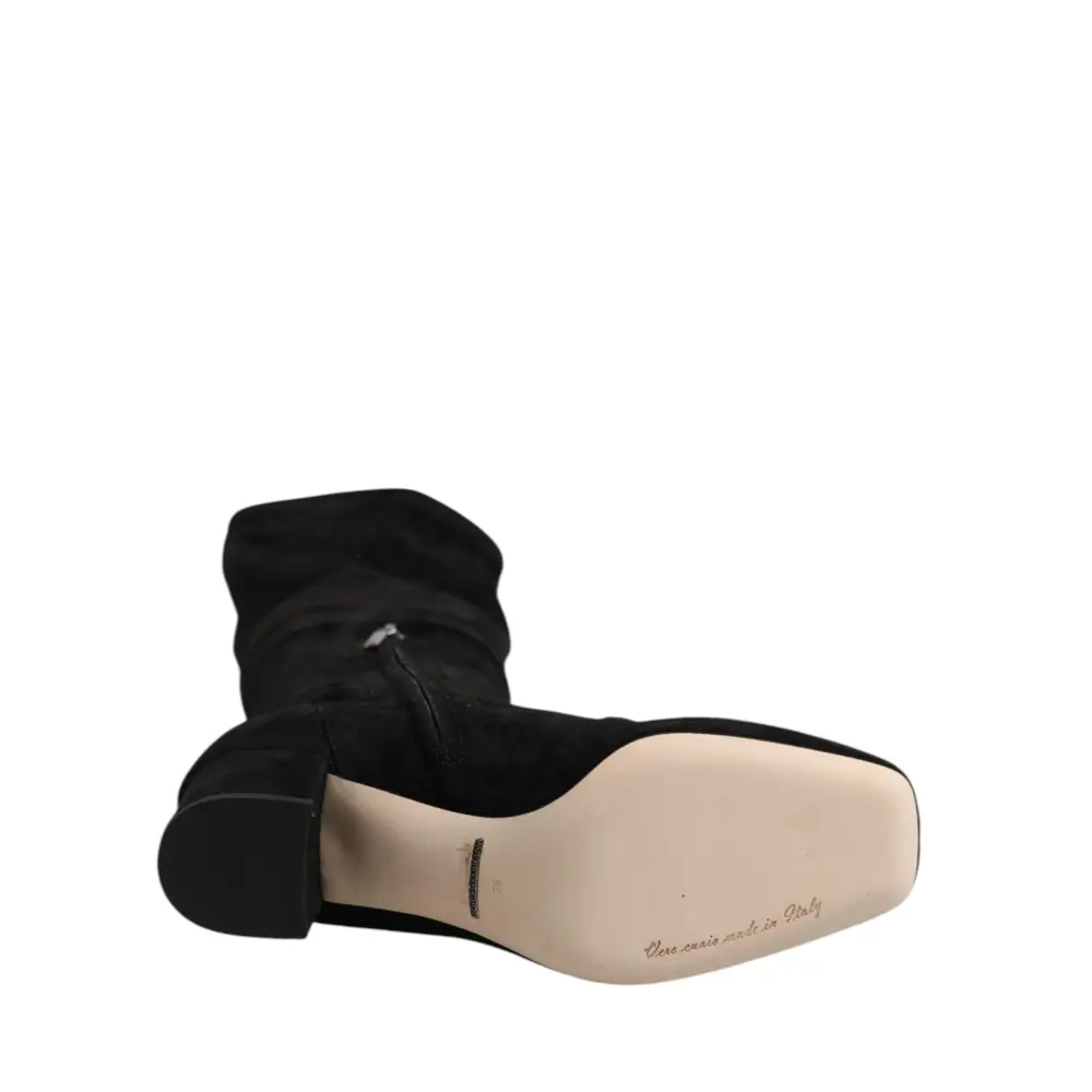 Dolce & Gabbana Schwarze kniehohe Stiefel aus Wildleder Schuhe - EU36/US5.5