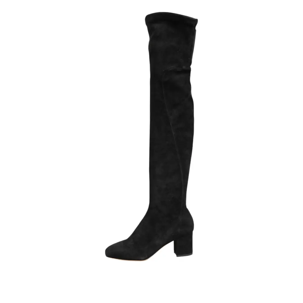 Dolce & Gabbana Schwarze kniehohe Stiefel aus Wildleder Schuhe