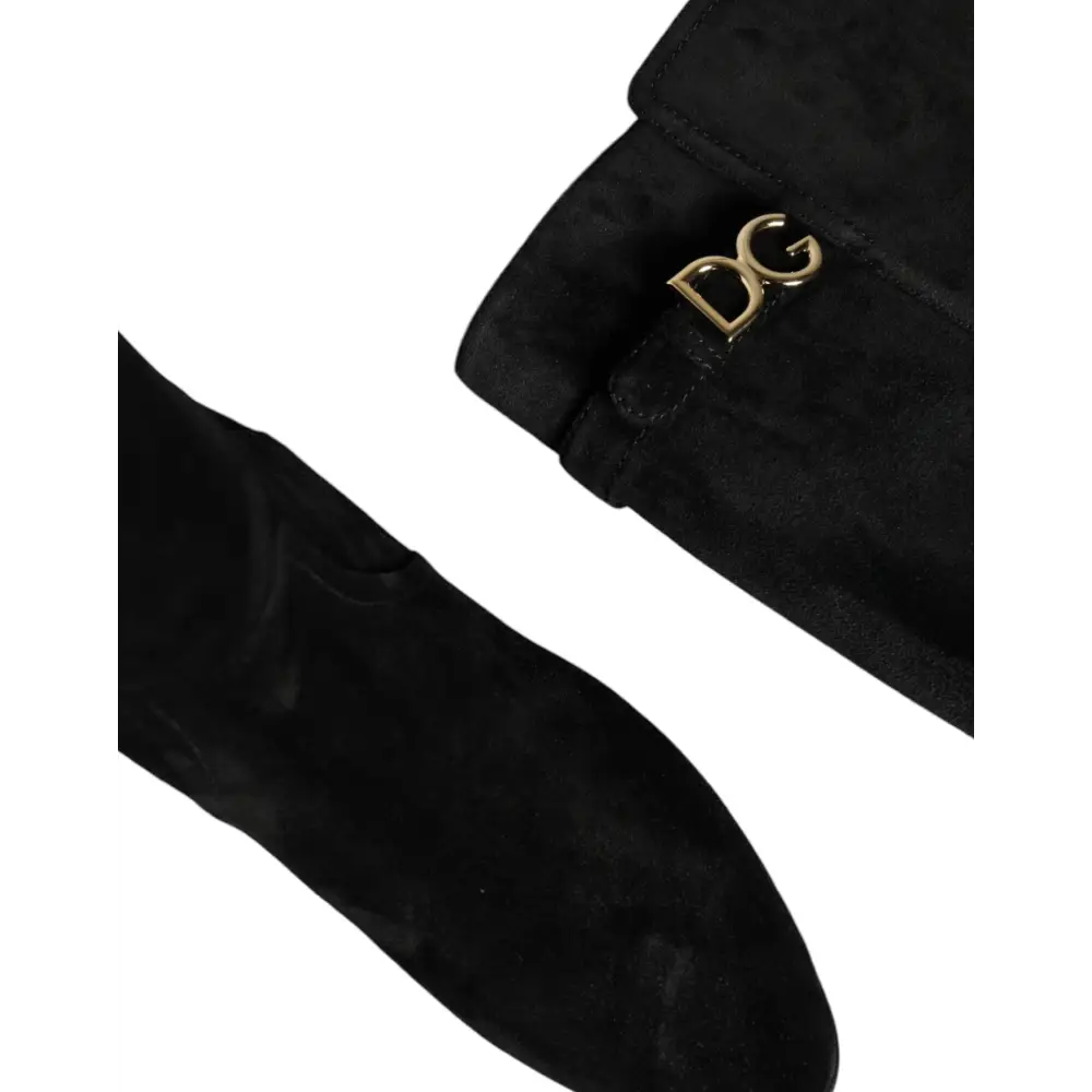 Dolce & Gabbana Schwarze kniehohe Stiefel aus Wildleder Schuhe - EU35/US4.5