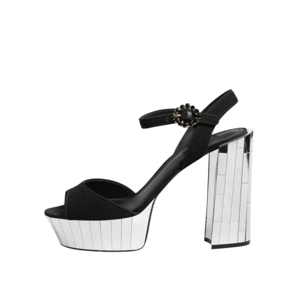 Dolce & Gabbana Schwarze Kristall-Knöchelriemen Keira Sandale Schuhe