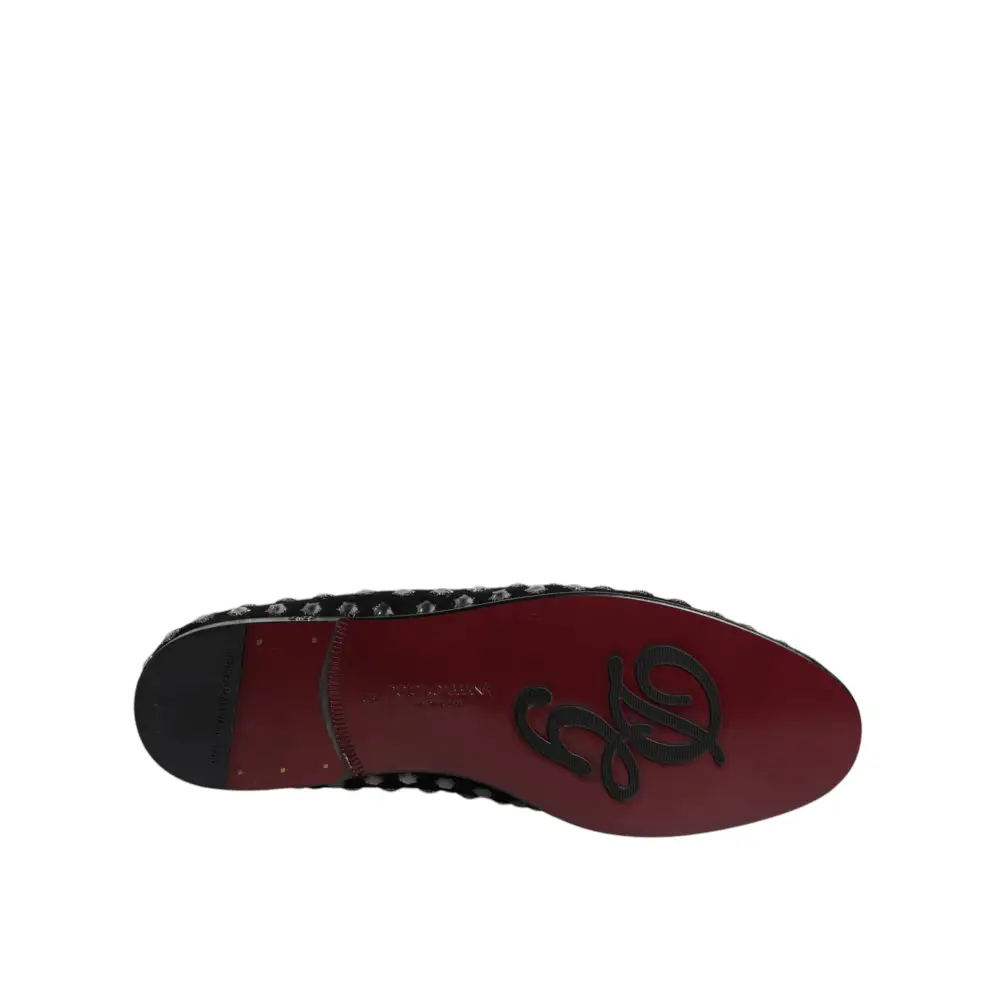 Dolce & Gabbana Schwarze kristallverzierte Loafers Kleid Schuhe - EU43/US10
