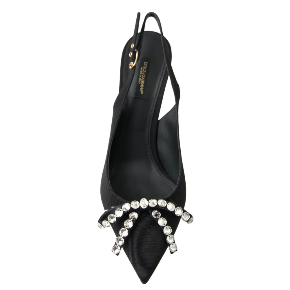 Dolce & Gabbana Schwarze kristallverzierte Schuhe mit Slingback-Absatz - EU39.5/US9