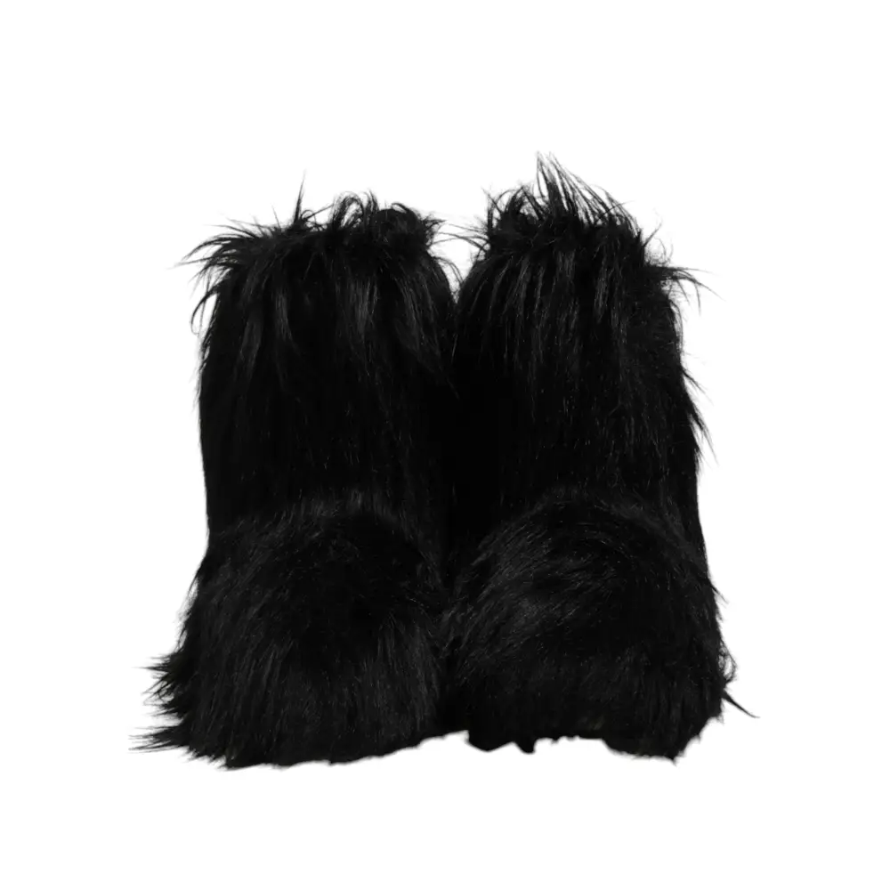 Dolce & Gabbana Schwarze Kunstpelz-Stiefel mit mittlerer Wade - EU44/US11