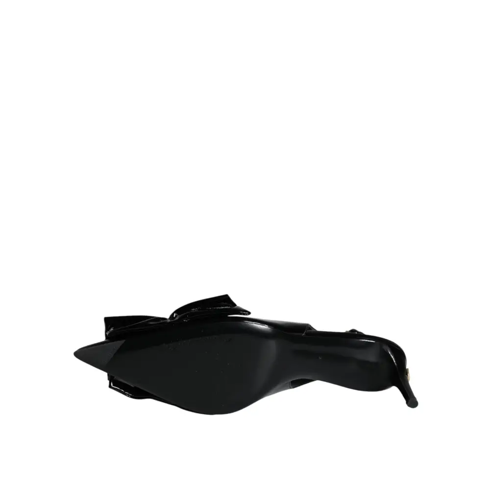 Dolce & Gabbana Schwarze Lackleder Heels Slingback Schuhe - EU37/US6.5