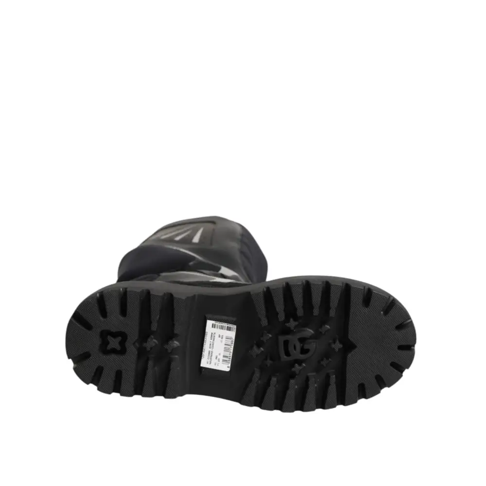 Dolce & Gabbana Schwarze Leder-Biker-Stiefel bis zur Mitte der Wade - EU39/US8.5