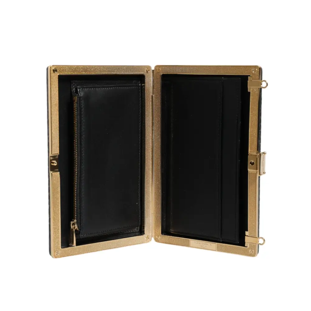 Dolce & Gabbana Schwarze Leder Clutch Abend Crossbody Tasche