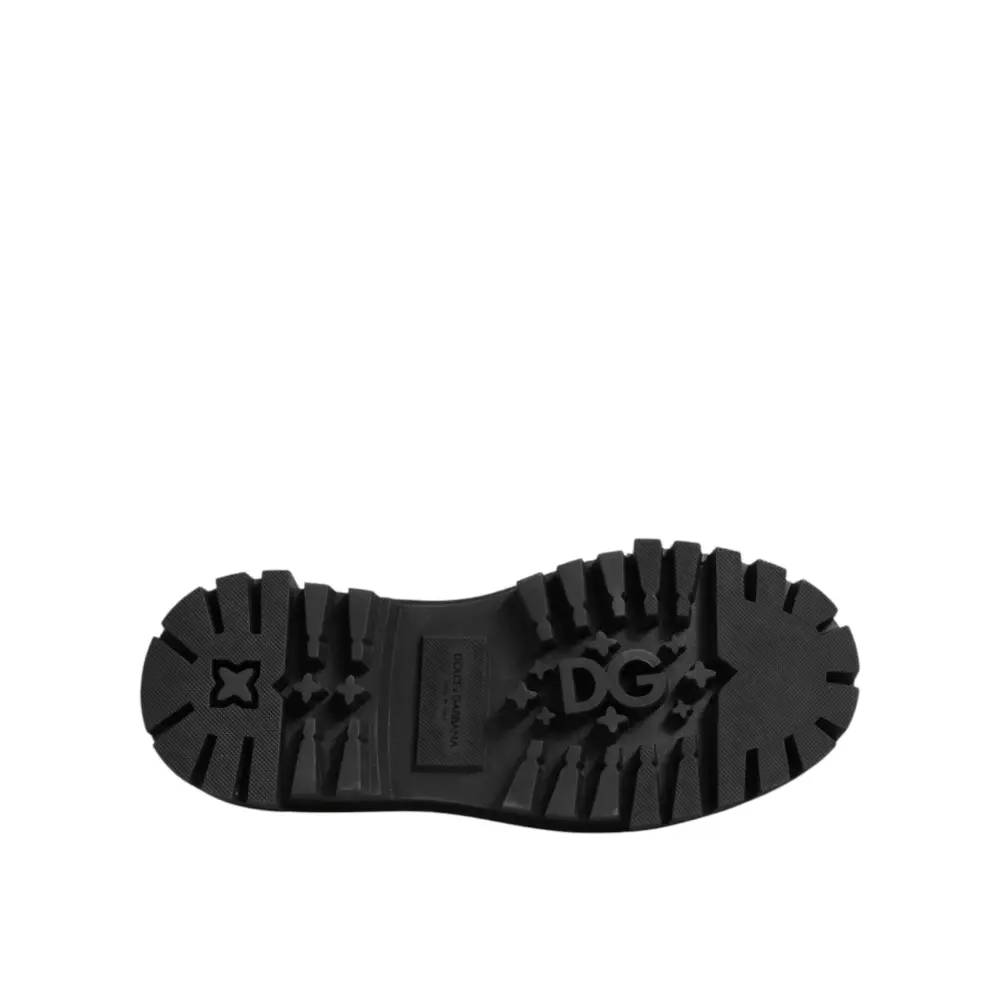 Dolce & Gabbana Schwarze Leder-Derby-Schuhe mit Kristall-Verzierung