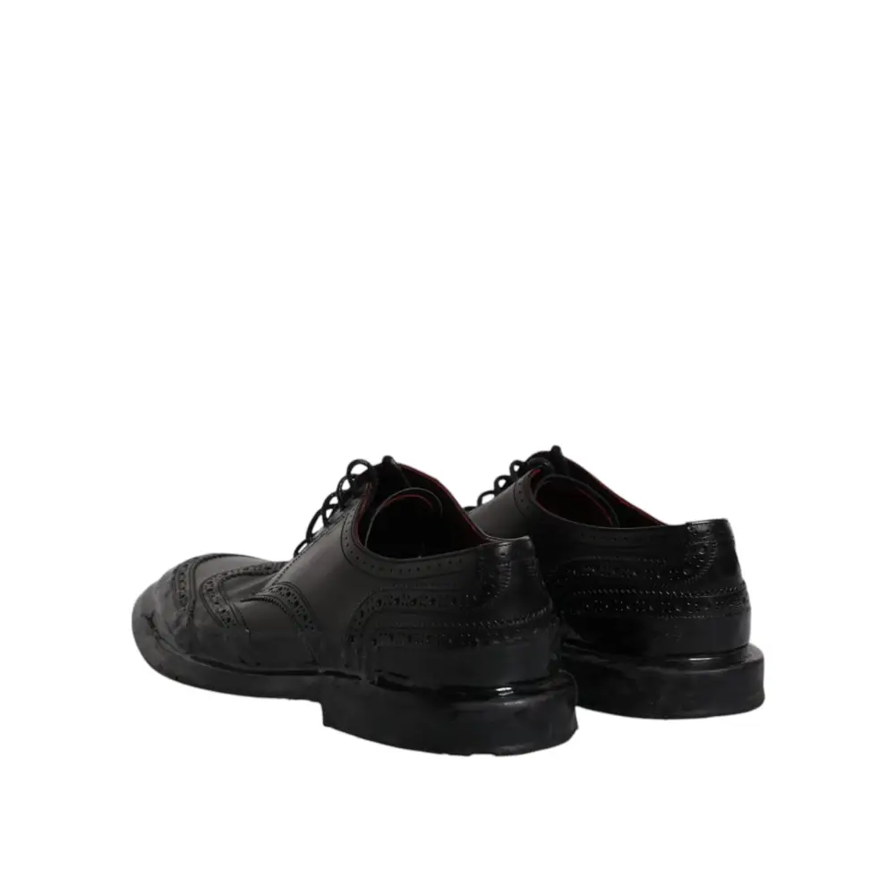 Dolce & Gabbana Schwarze Leder Derby Wingtip Formelle Schuhe - EU42/US9