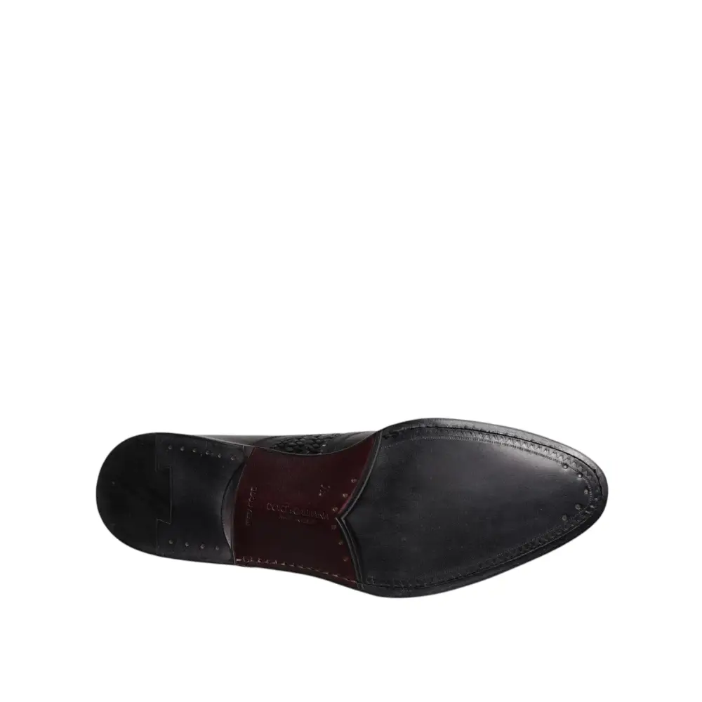 Dolce & Gabbana Schwarze Leder Derby Wingtip Lace Up Formal Dress Schuhe