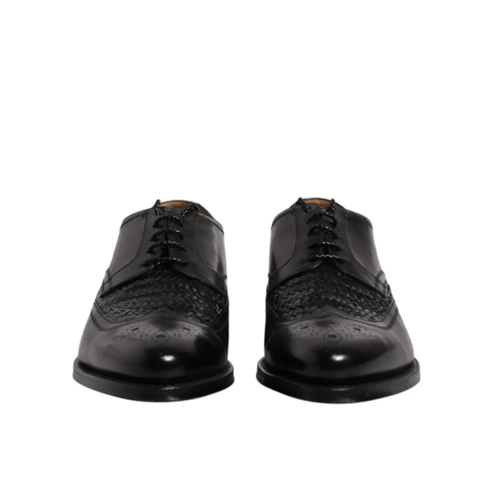 Dolce & Gabbana Schwarze Leder Derby Wingtip Lace Up Formal Dress Schuhe