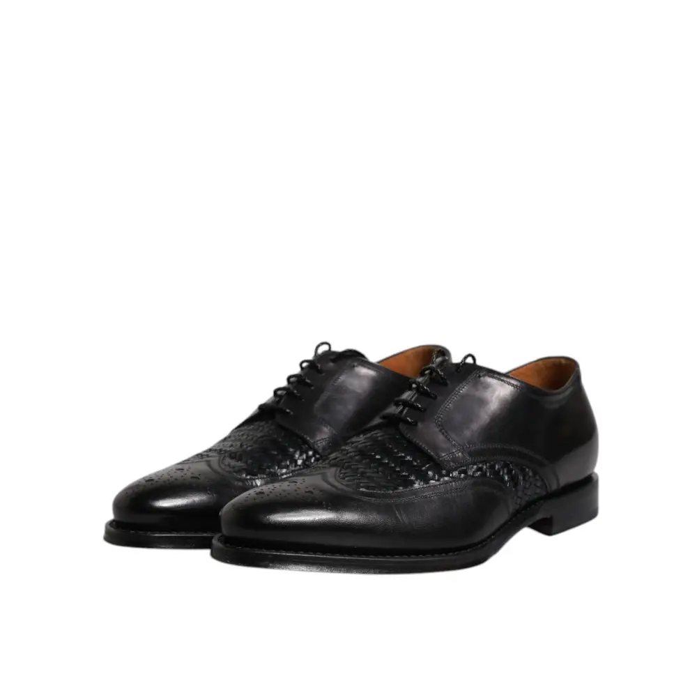 Dolce & Gabbana Schwarze Leder Derby Wingtip Lace Up Formal Dress Schuhe