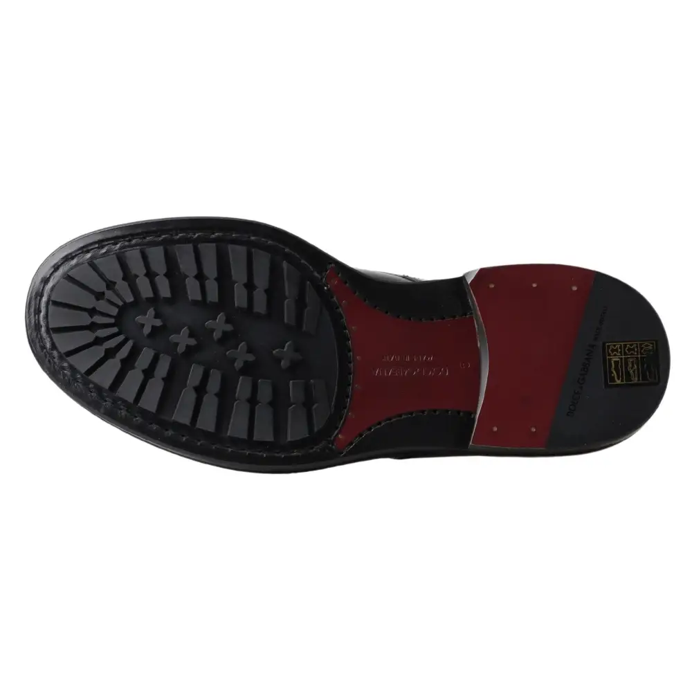 Dolce & Gabbana Schwarze Leder Herren Kurzstiefel Schnürschuhe - EU39/US6