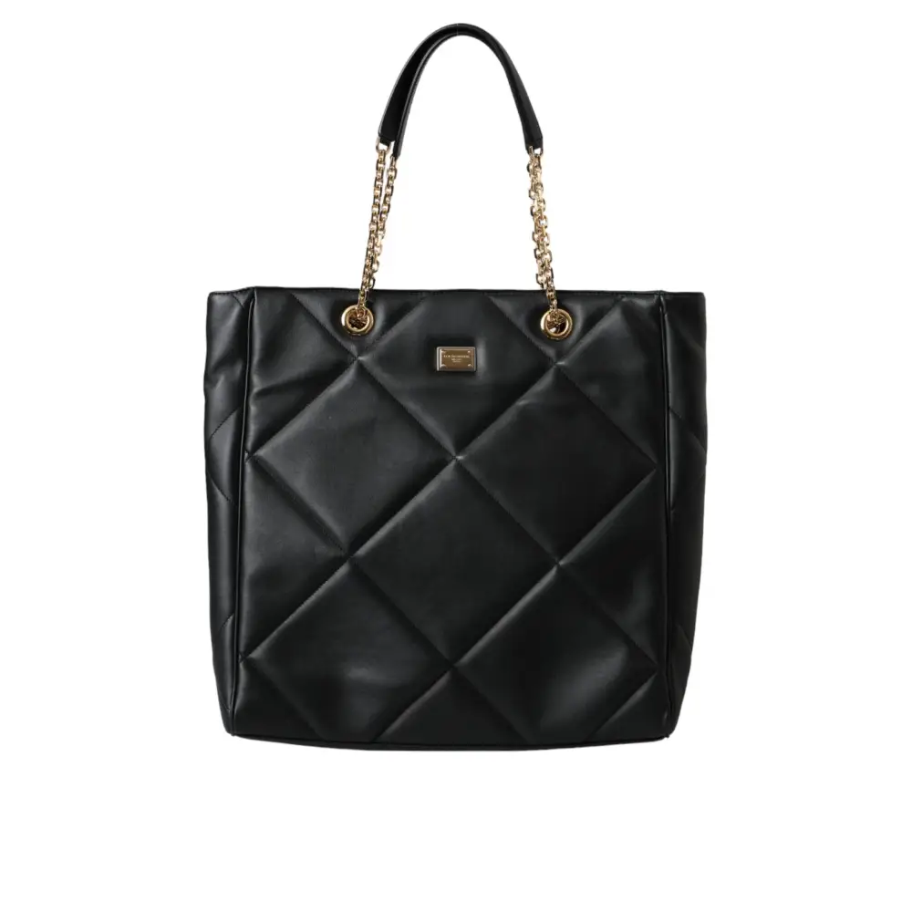 Dolce & Gabbana Schwarze Leder JUNGLE gesteppte Einkaufstasche