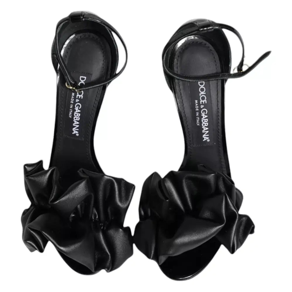 Dolce & Gabbana Schwarze Leder Knöchelriemen Absatz Sandalen Schuhe - EU38/US7.5