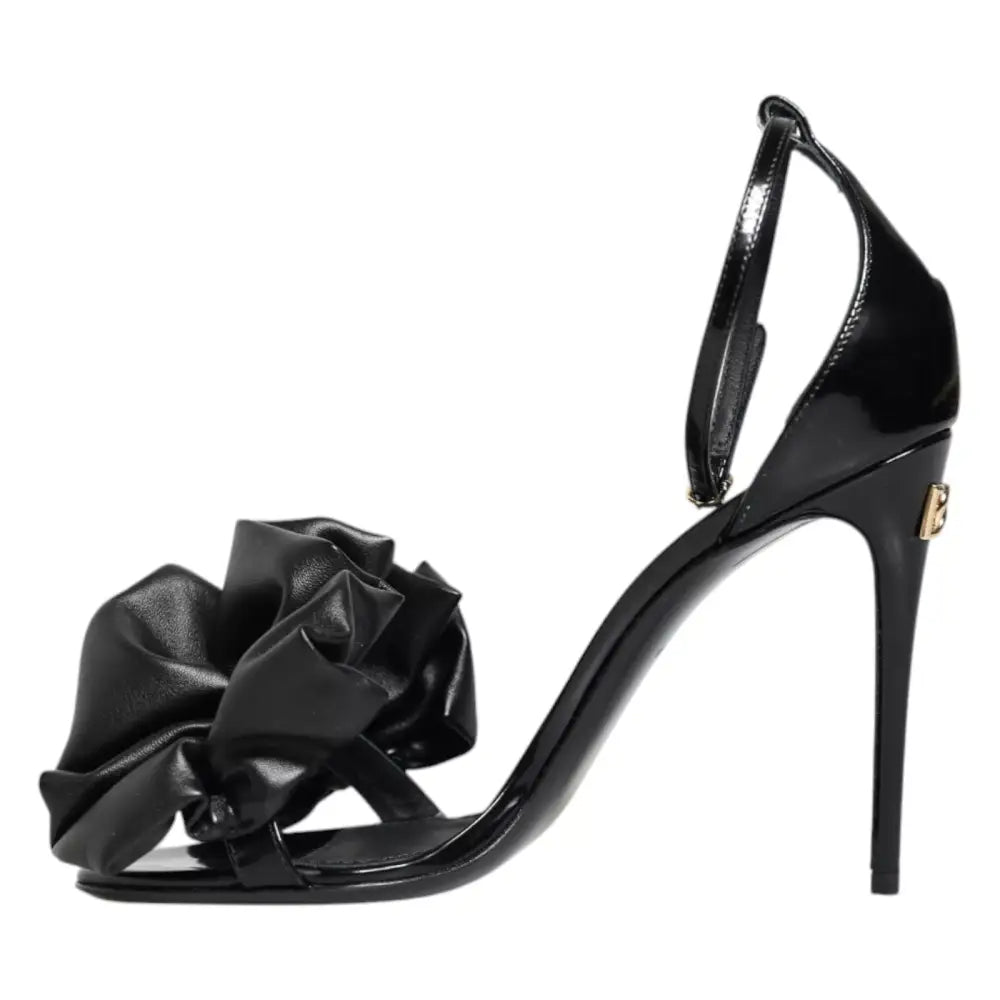 Dolce & Gabbana Schwarze Leder Knöchelriemen Absatz Sandalen Schuhe - EU38/US7.5