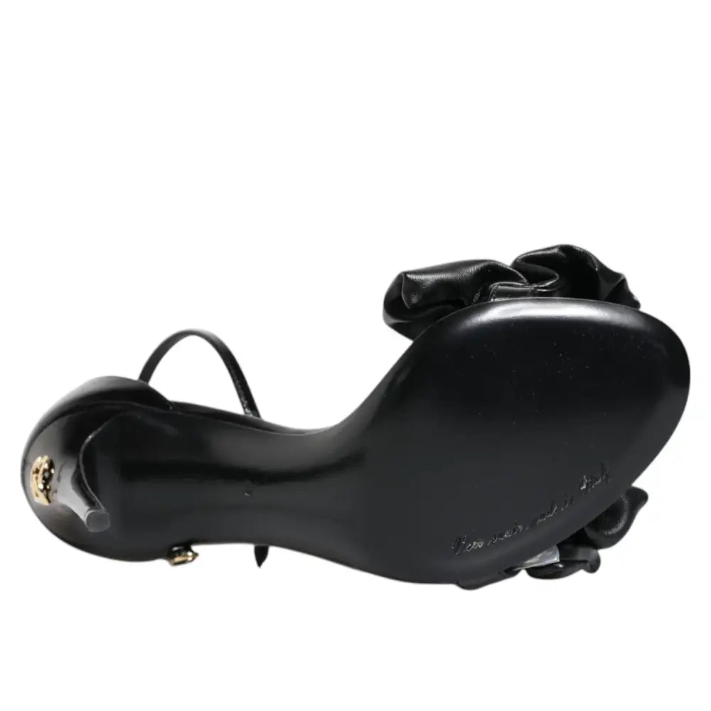 Dolce & Gabbana Schwarze Leder Knöchelriemen Absatz Sandalen Schuhe - EU38/US7.5