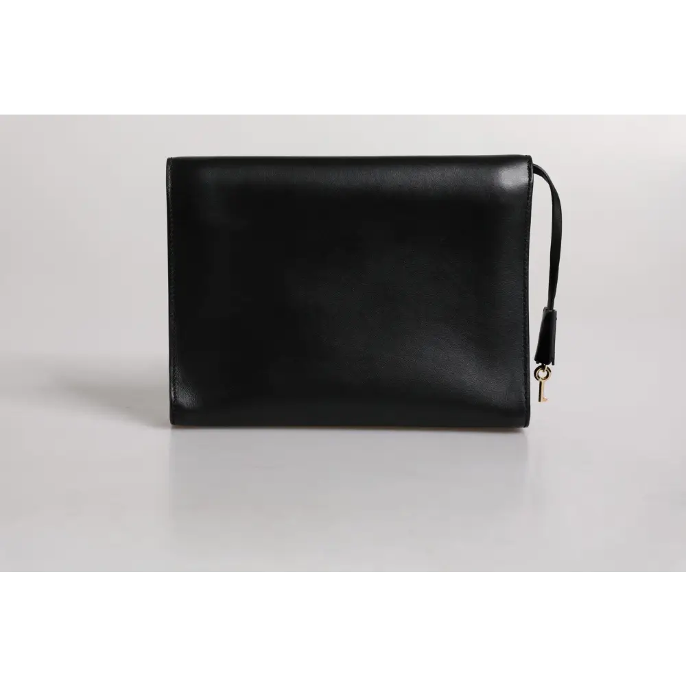 Dolce & Gabbana Schwarze Leder Logo-Plakette Dokumententasche Tasche