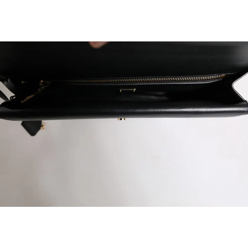 Dolce & Gabbana Schwarze Leder Logo-Plakette Dokumententasche Tasche