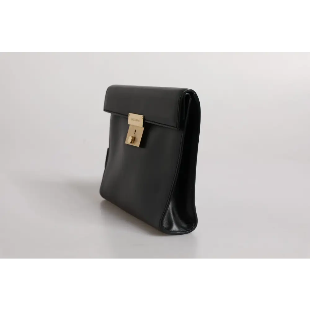 Dolce & Gabbana Schwarze Leder Logo-Plakette Dokumententasche Tasche
