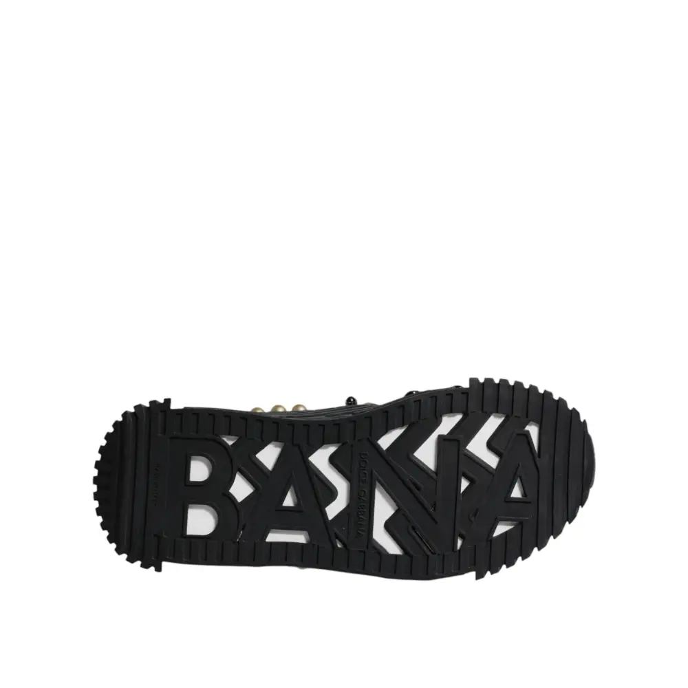 Dolce & Gabbana Schwarze Leder Nieten-Sandalen Schuhe