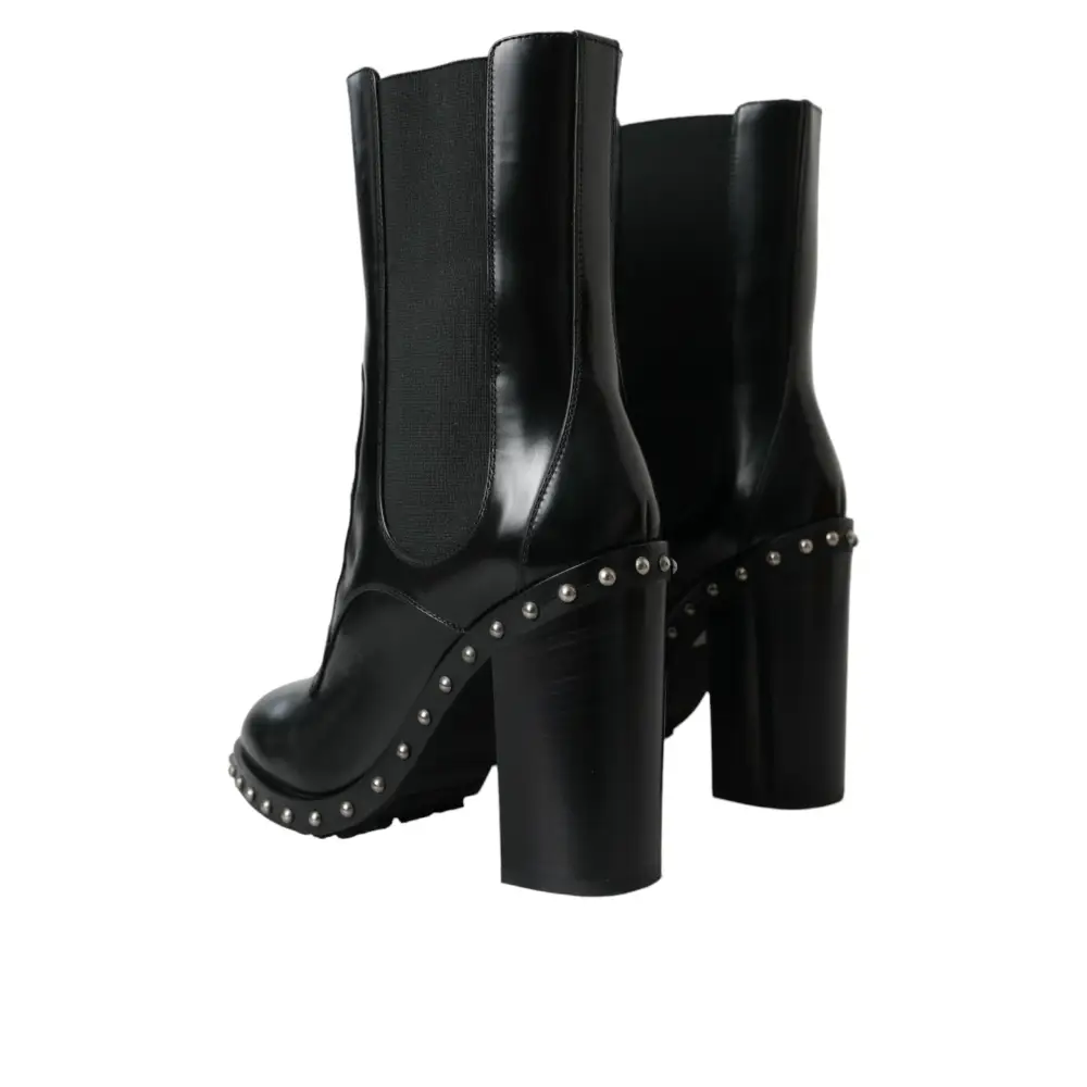Dolce & Gabbana Schwarze Leder Nieten Schnürstiefel Schuhe - EU36/US5.5
