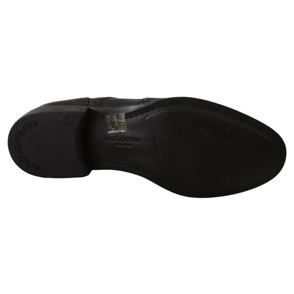 Dolce & Gabbana Schwarze Leder Oxford Wingtip Formal Dress Schuhe - EU39/US6
