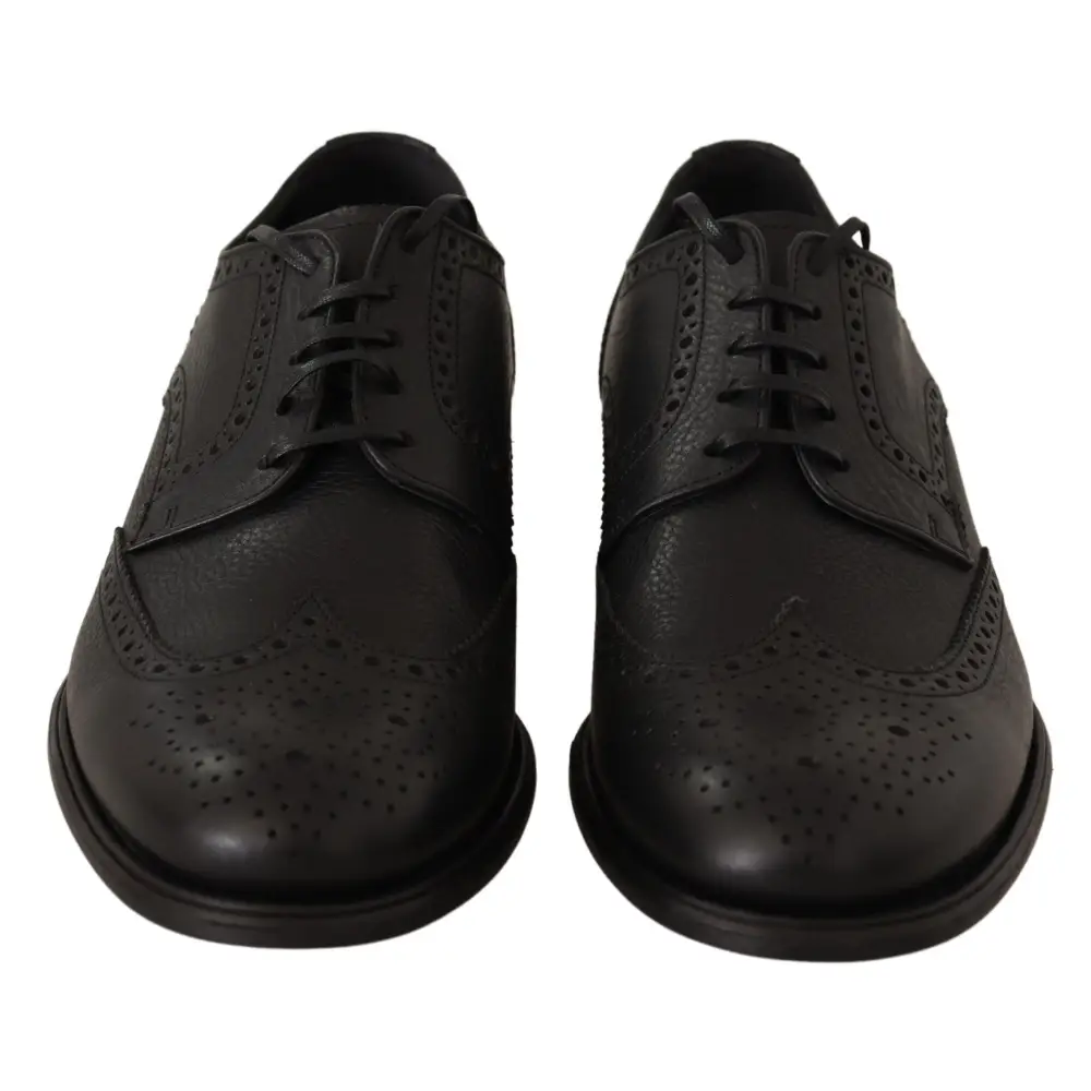 Dolce & Gabbana Schwarze Leder Oxford Wingtip Formal Dress Schuhe - EU39/US6