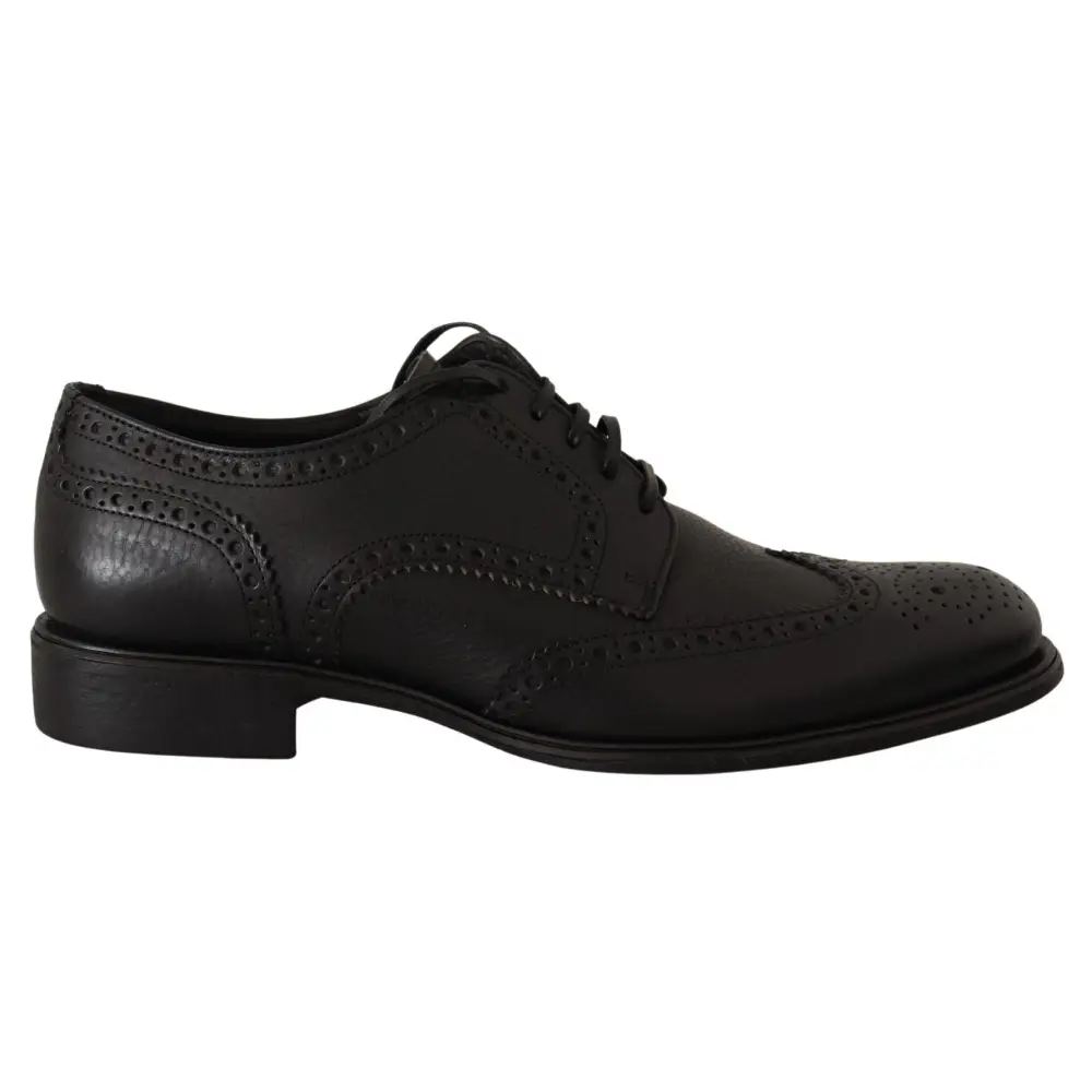 Dolce & Gabbana Schwarze Leder Oxford Wingtip Formal Dress Schuhe - EU39/US6