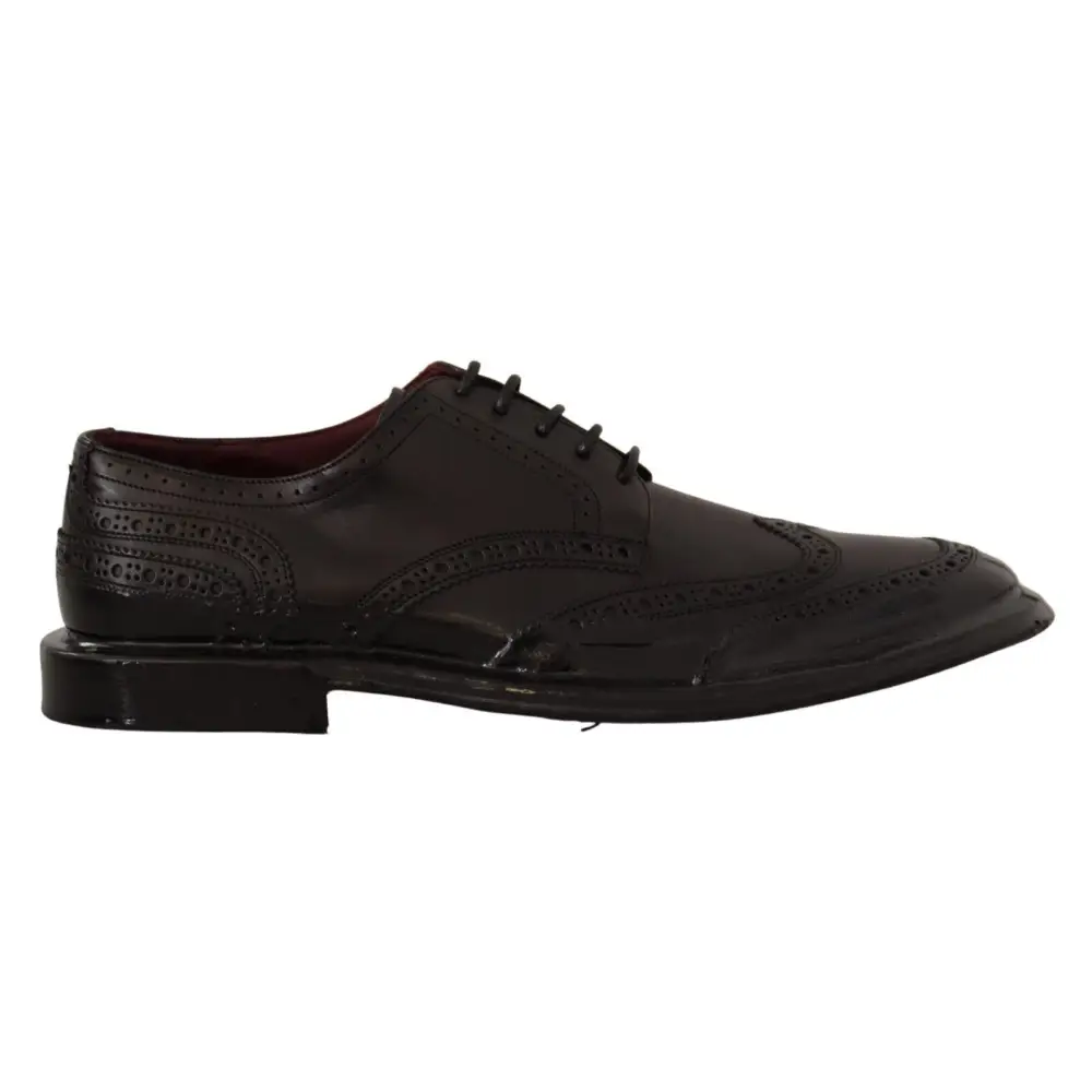 Dolce & Gabbana Schwarze Leder Oxford Wingtip Formelle Derby Schuhe