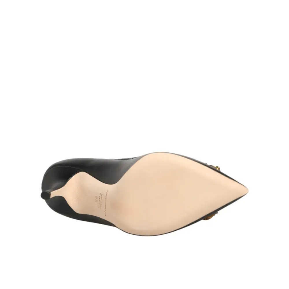 Dolce & Gabbana Schwarze Leder-Pumps mit DG Amore-Absatz - EU35/US4.5