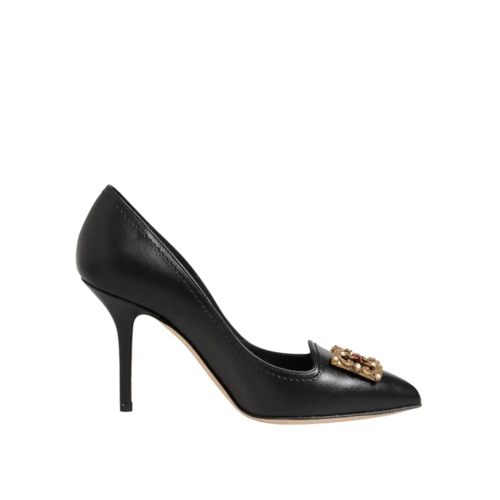 Dolce & Gabbana Schwarze Leder-Pumps mit DG Amore-Absatz - EU35/US4.5