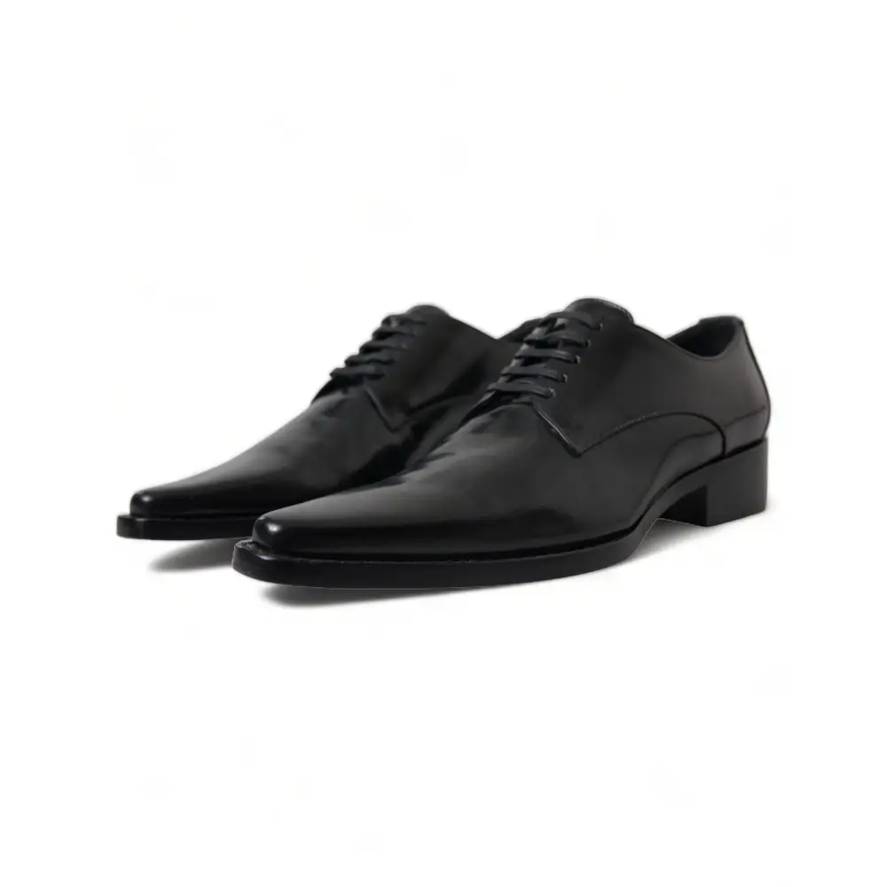 Dolce & Gabbana Schwarze Leder Schnürschuhe Formal Flats Schuhe - EU38/US7.5