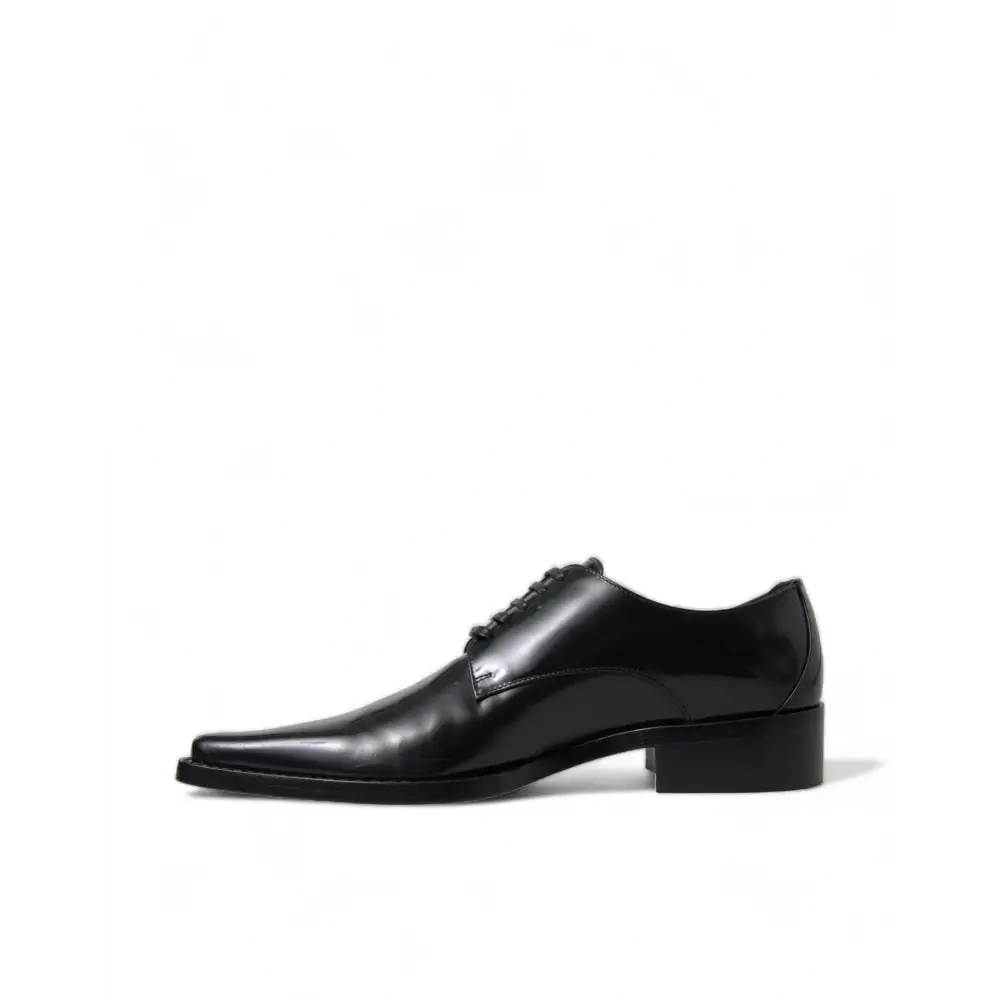 Dolce & Gabbana Schwarze Leder Schnürschuhe Formal Flats Schuhe - EU38/US7.5