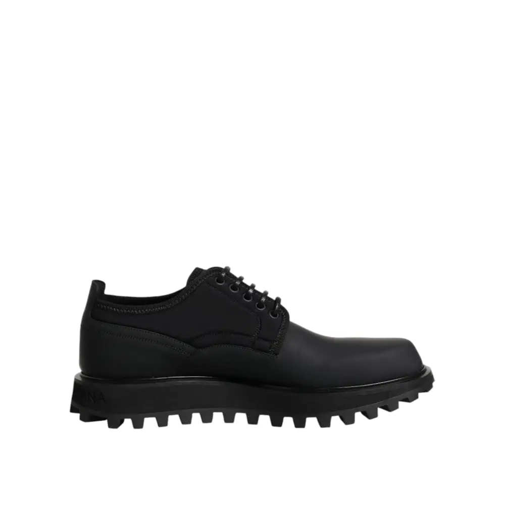 Dolce & Gabbana Schwarze Leder-Schnürschuhe für Trekking-Anzüge - EU42/US9