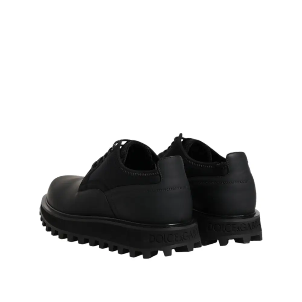 Dolce & Gabbana Schwarze Leder-Schnürschuhe für Trekking-Anzüge - EU42/US9