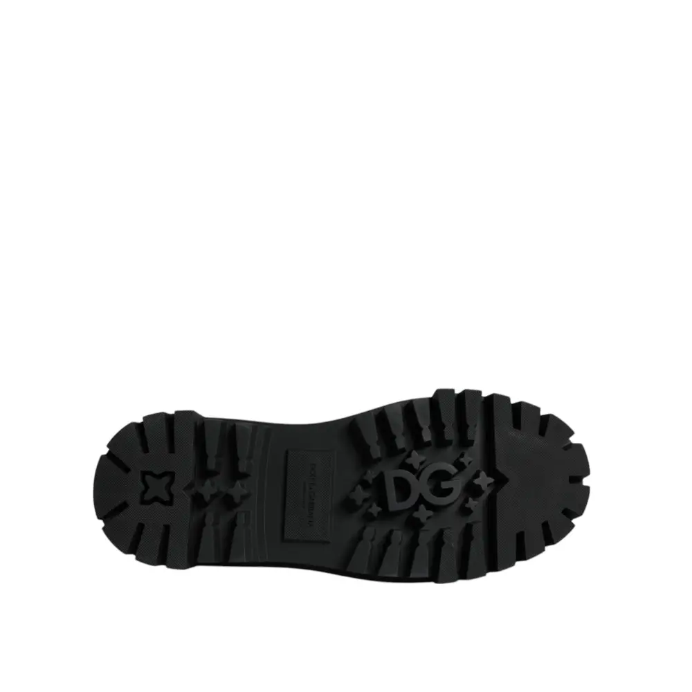 Dolce & Gabbana Schwarze Leder-Schnürschuhe für Trekking-Anzüge - EU45/US12