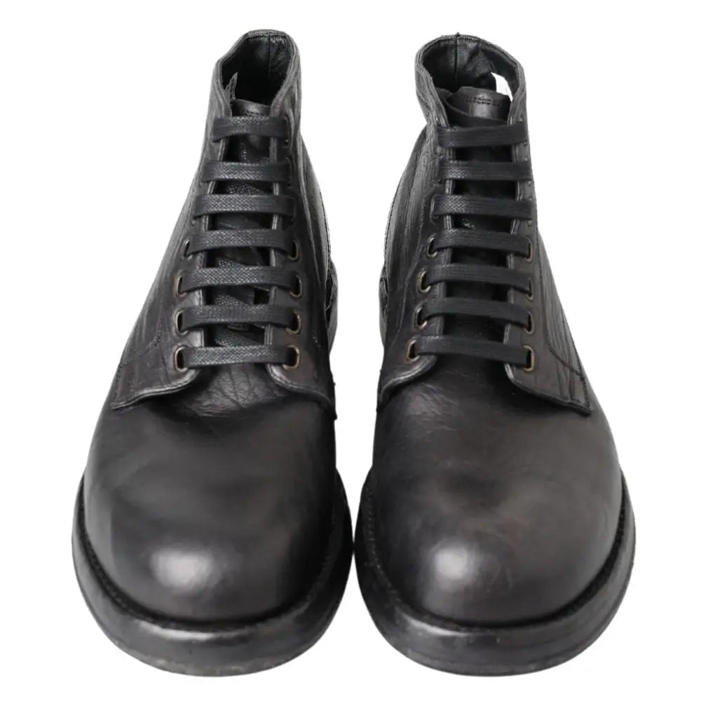 Dolce & Gabbana Schwarze Leder-Schnürstiefel - EU44/US11